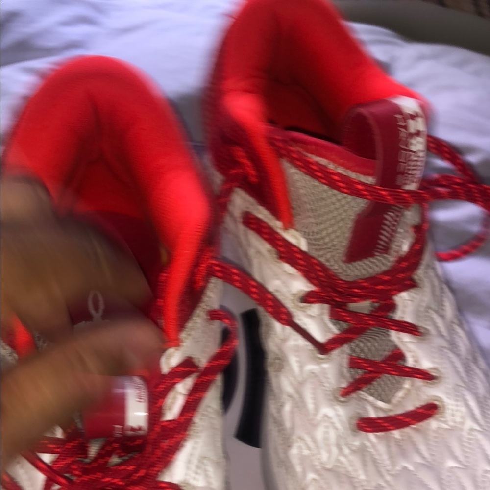 Under Armour White & Red Athletic Sneakers - Picture 7 of 10